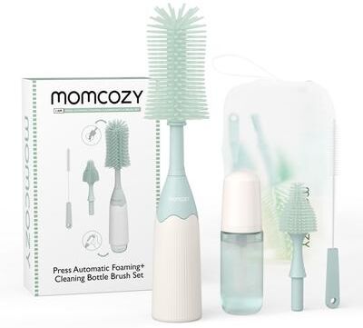 MOMCOZY Innovative Push-Press Design Bottle Brush Kit - Green - No Size