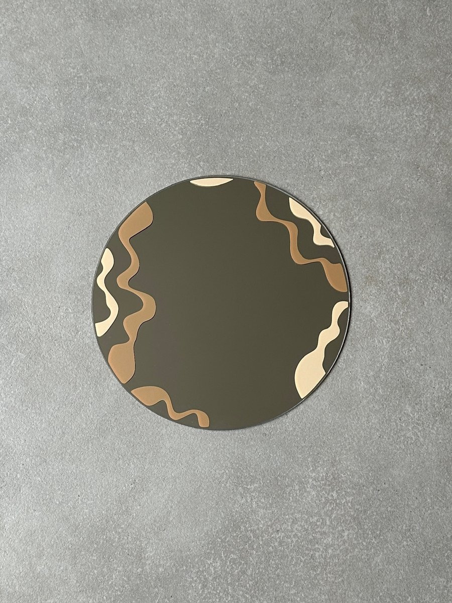 Blemzstudio Wave spiegel caramel beige rond 20 cm
