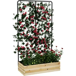 HOCHBEET mit Rankhilfe, Pflanzkasten aus Holz, für Garten, Balkon, Naturholz
