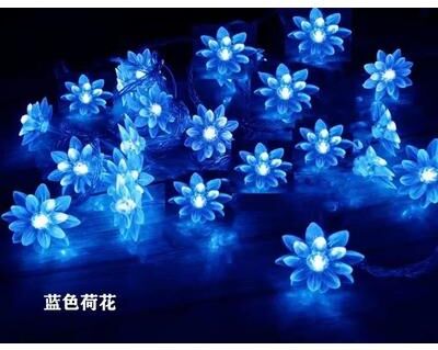 Uplift Picks Solar Lotus Sakura Flower String Lights For Enchanting Outdoor Garden Decor blue 6.5 M 30 Leds lotus Flower