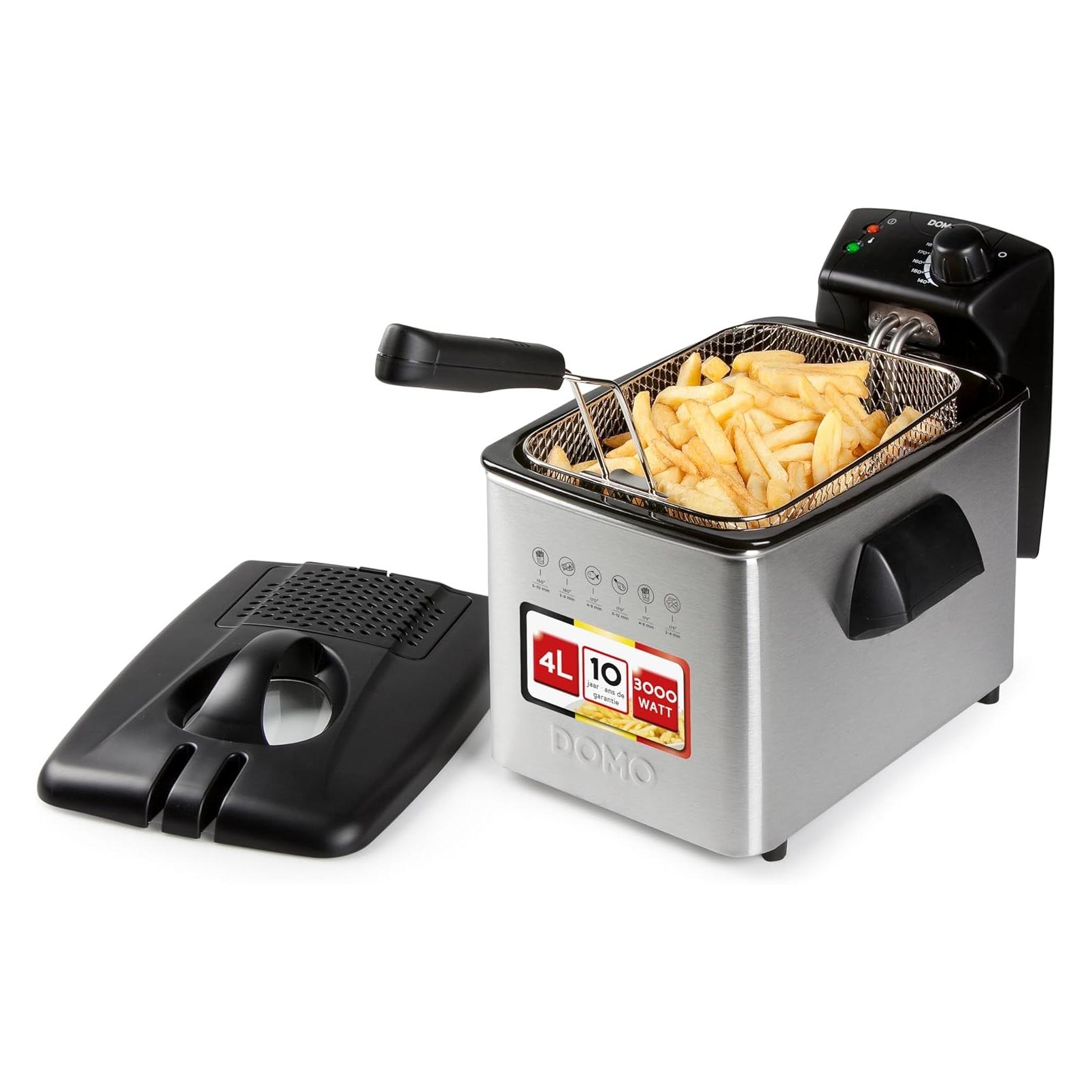 Domo DO465FR - Frituurpan - 4L - 3000W - Koude zone - RVS (4 l) (DO465FR)