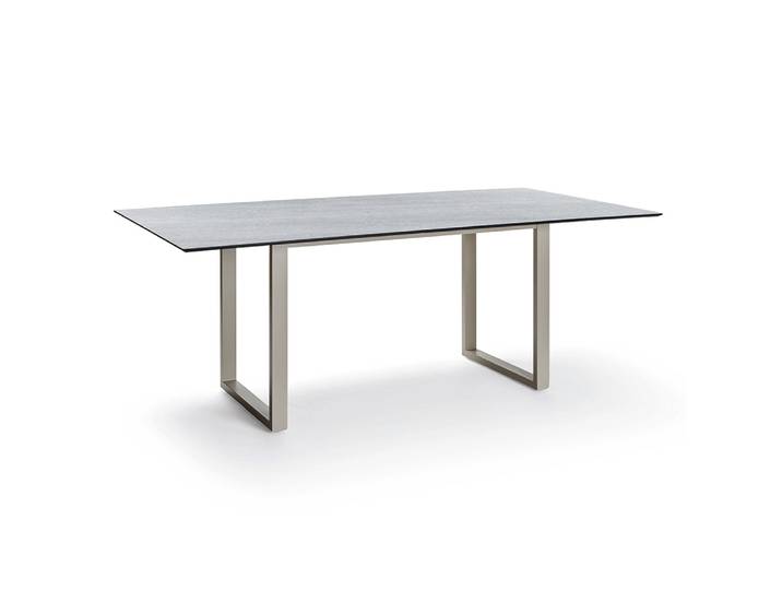 Stern Kufentisch 200x100 cm Aluminium greige mit Tischplatte