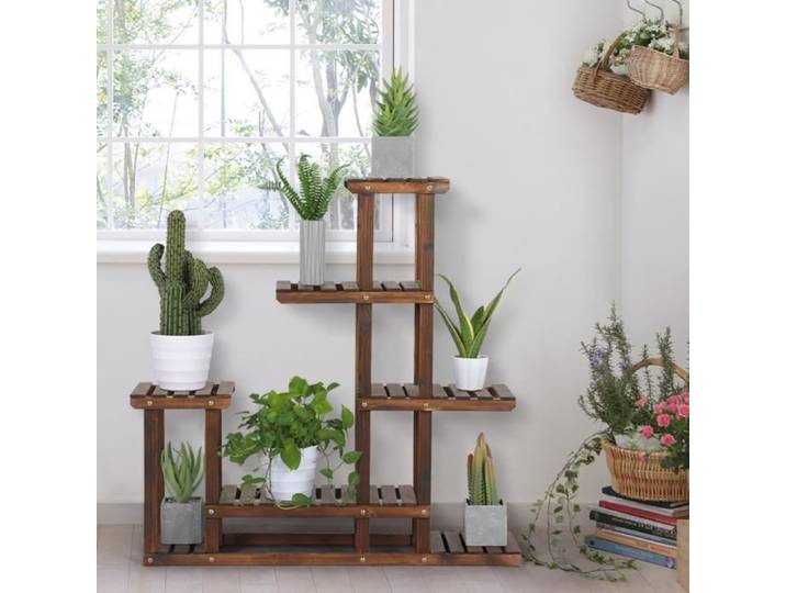 Yaheetech - Étagère à Fleurs en Bois Porte Pots de Plante - 7 Tablettes - Jardin Balcon Terrasse Salon