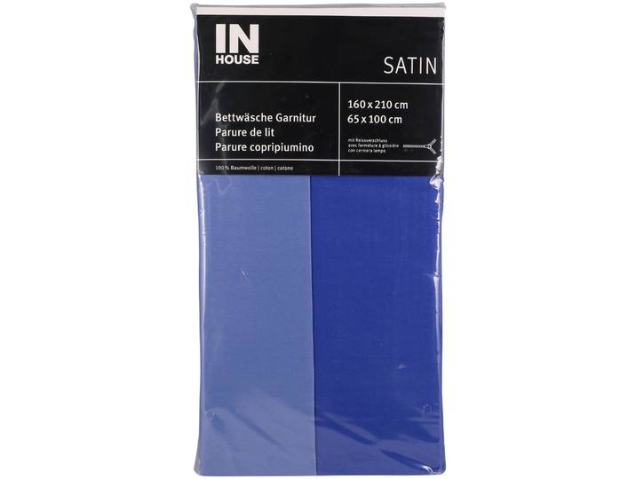 Inhouse Bettwäschegarnitur Satin uni royal 160x210/65x100