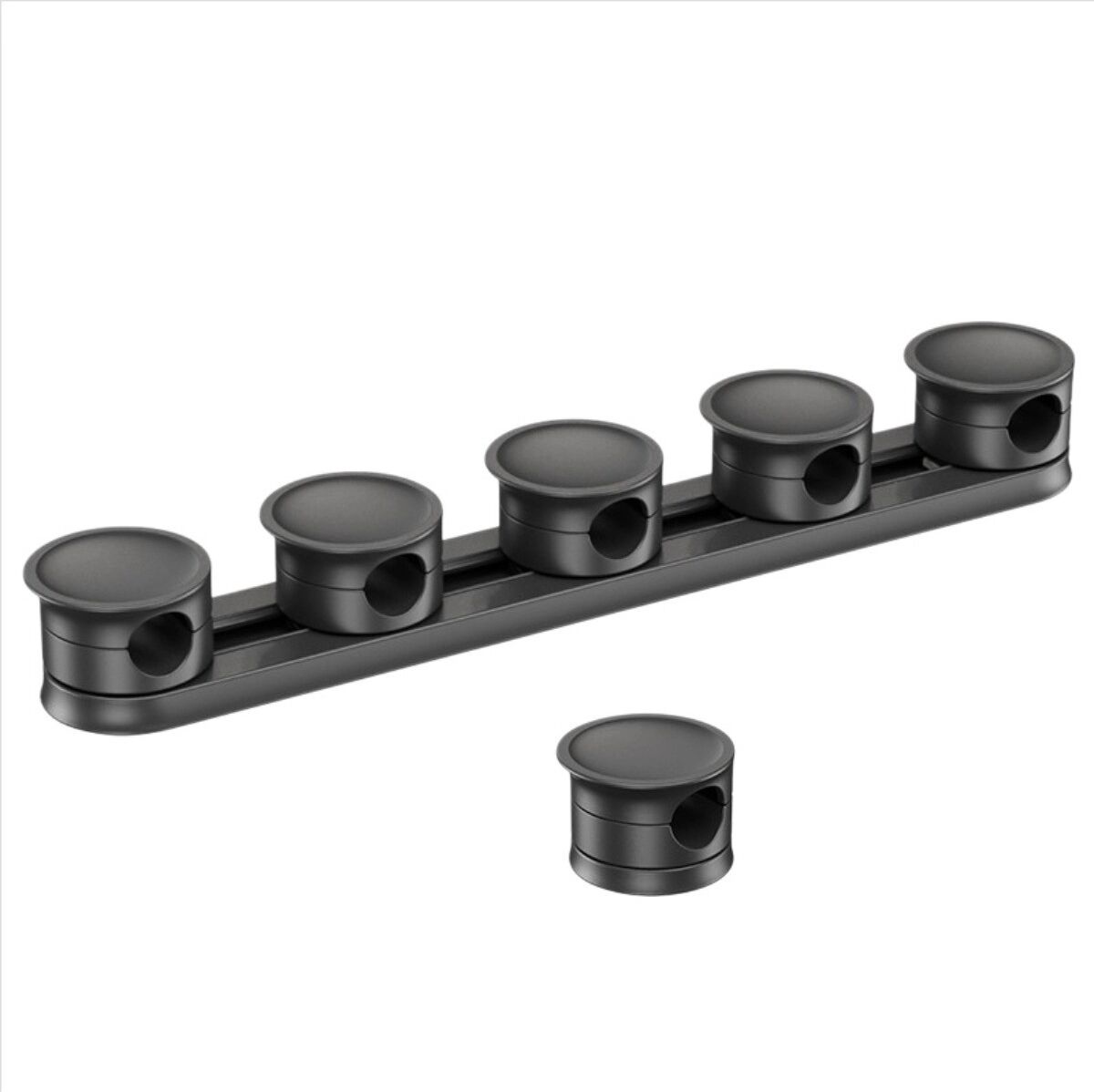 INF Organisateur de câbles coulissant magnétique 5+1 - Clip de câble ABS pour bureau, maintient câbles de charge, écouteurs, Le noir