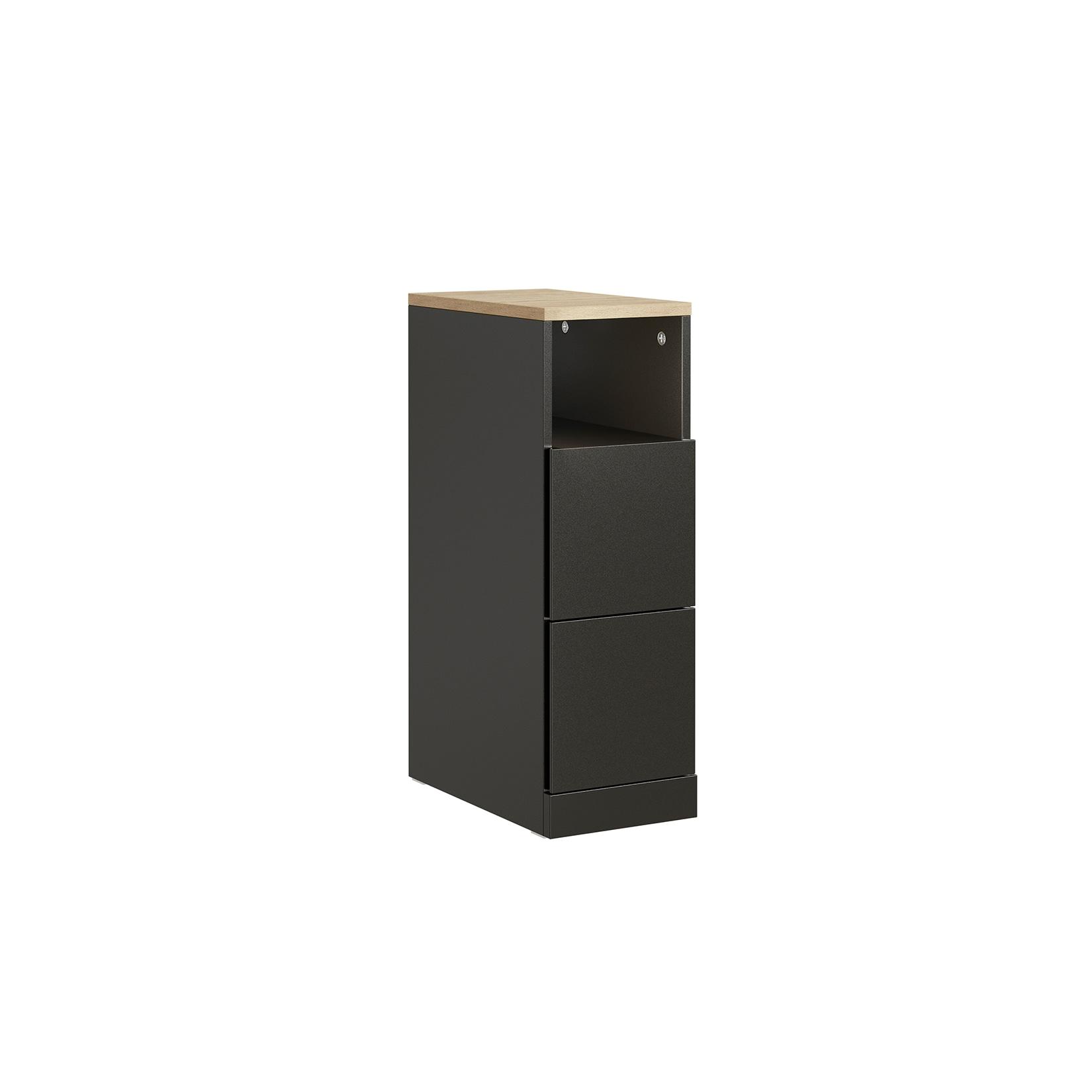 SoBuy Nachttisch 2 drawers Schwarz 35x20x60cm Modern