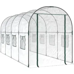 Helloshop26 - Gewächshauszelt für Pflanzen Blumen und Gemüse transparent 160 x 400 x 190 cm PVC und pulverbeschichteter Stahl 02_0044664