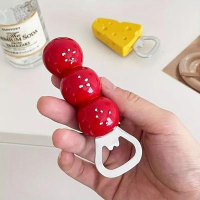 Uplifted Goods Magnetic Bottle Opener With Sugar Gourd And Cheese Design red