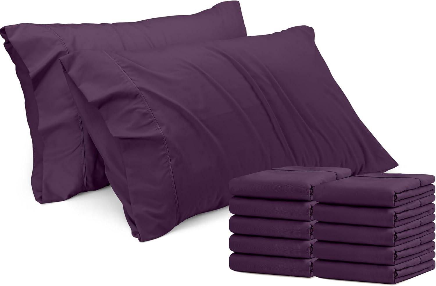 oCreon Set van 12 Queensize Kussenslopen van Geborstelde Microvezel met Hotelsluiting
