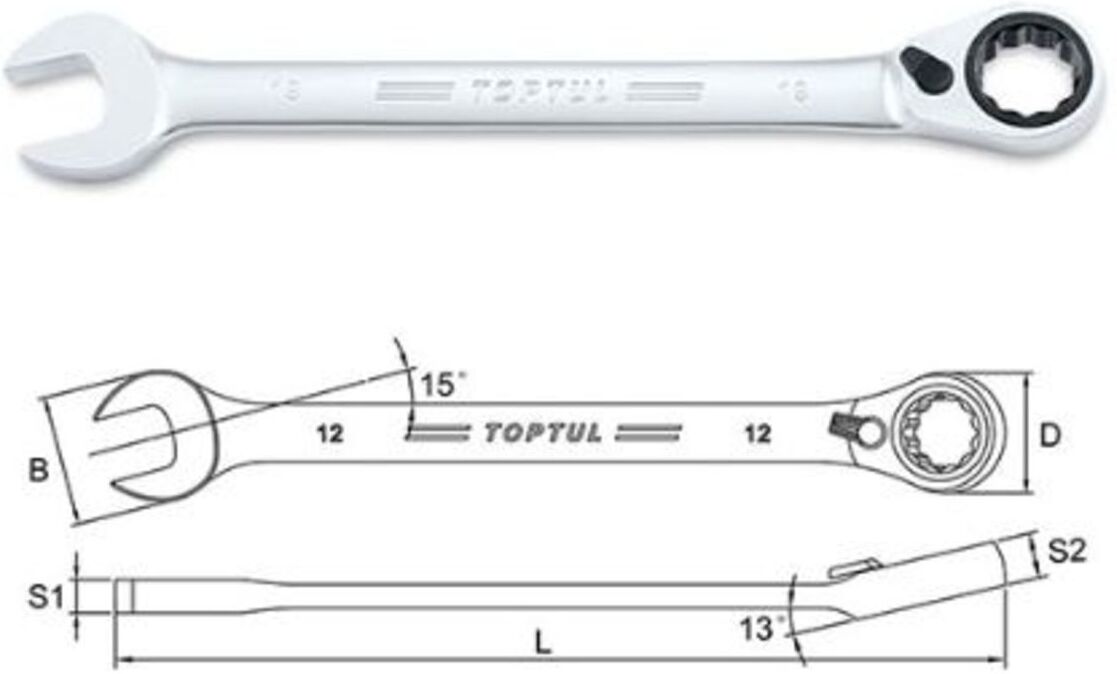 Toptul Chiave combinata con cricchetto 14 mm PRO-Series