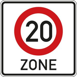SafetyMarking Verkehrsschild StVO zugelassen, 60 x 60 cm, VZ 274.1-20, RA1/C, Beginn Tempo 20 Zone