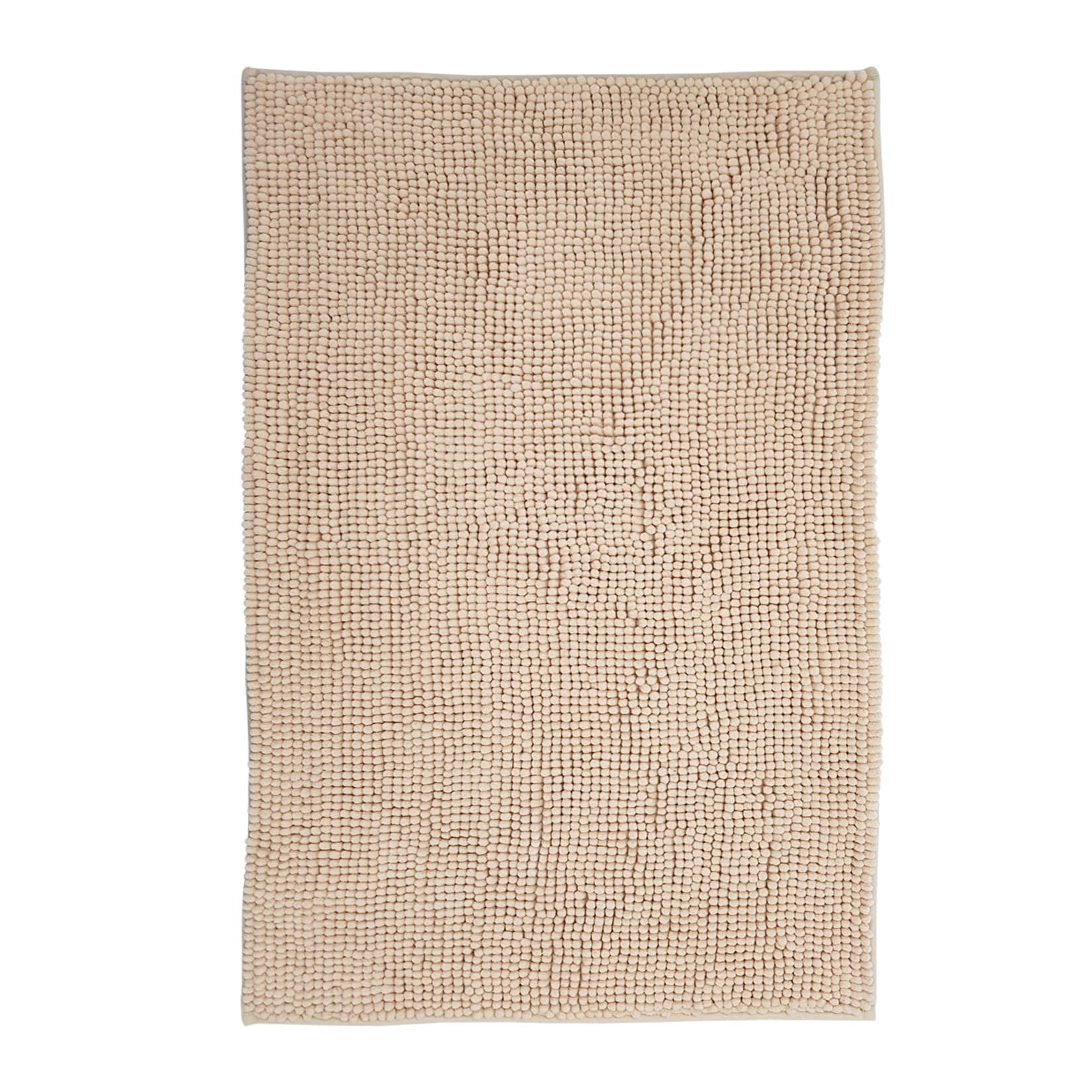 NYVI Badematte NYVISpa Chenille - Badezimmerteppich - Rutschfest, Saugfähig, Schnell Trocknend, Fußbodenheizung geeignet, Waschbar, Weich Farbe:Beige;Größe:Badematte 70x120 cm