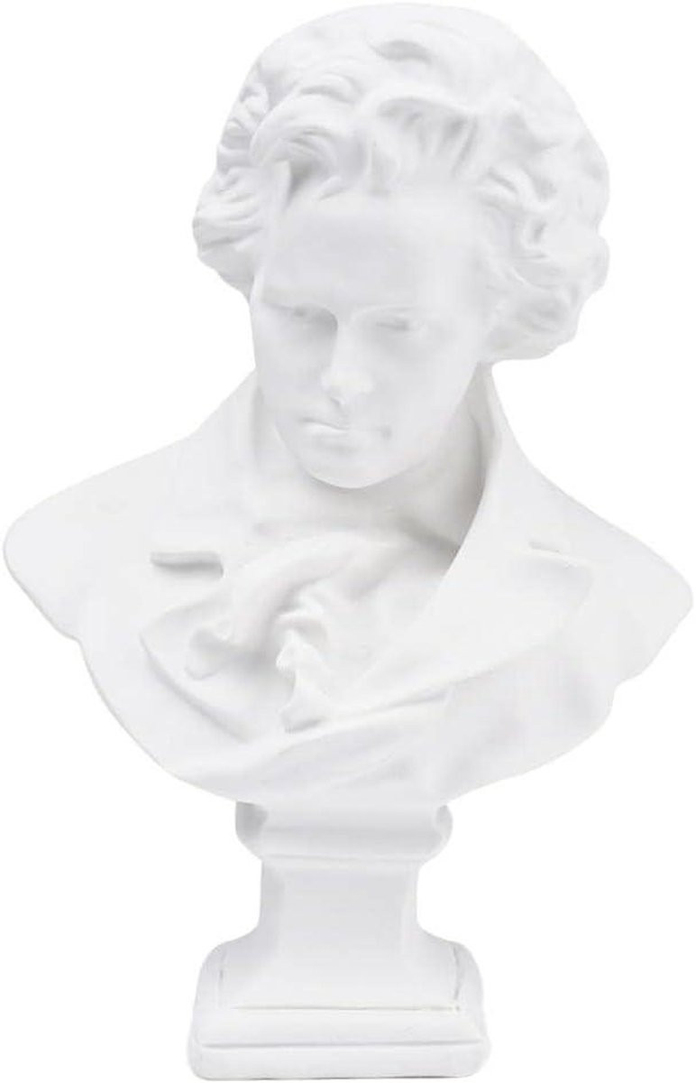 Klassiek Buste Standbeeld met Realistische Details in Wit, Hoogte: 15 cm
