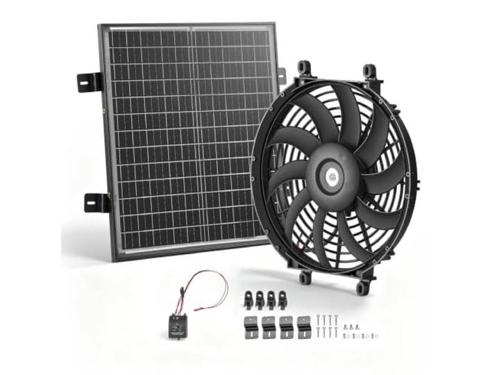 VEVOR Ventilateur d'Extraction Solaire 30\,5 cm\, Ventilateur Grenier Solaire Extracteur d'Air pour Grenier\, Serre\, Poulailler\, Garage et Atelier\, 2208\,7 m³/h\, avec Thermostat et Supports de Montage\, PP