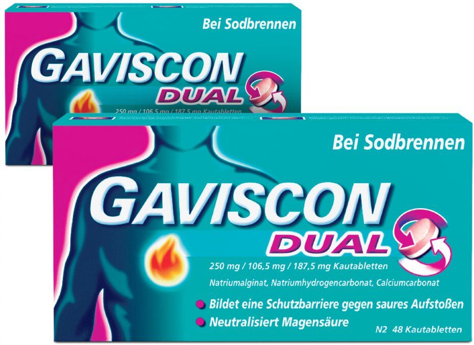 GAVISCON Dual 250 mg, 106,5 mg, 187,5 mg Kautabletten