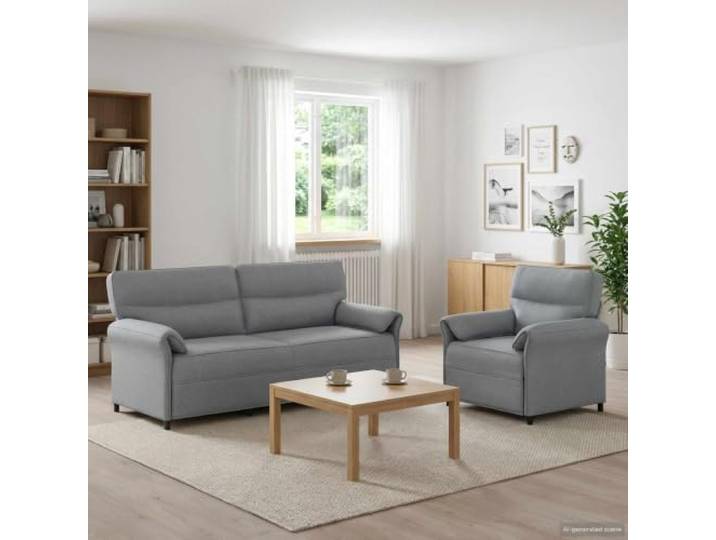 KGHERMDF Sofa Set 2 STK Hellgrau Stoff Couch mit Metallrahmen Schaumstoffpolsterung, Polyesterbezug, geschwungene Armlehnen, Montage erforderlich