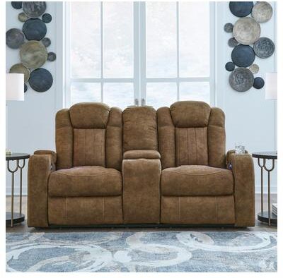 "Signature Design by Ashley Wolfridge Brindle Power Reclining Loveseat - 75""W x 42""D x 42""H"