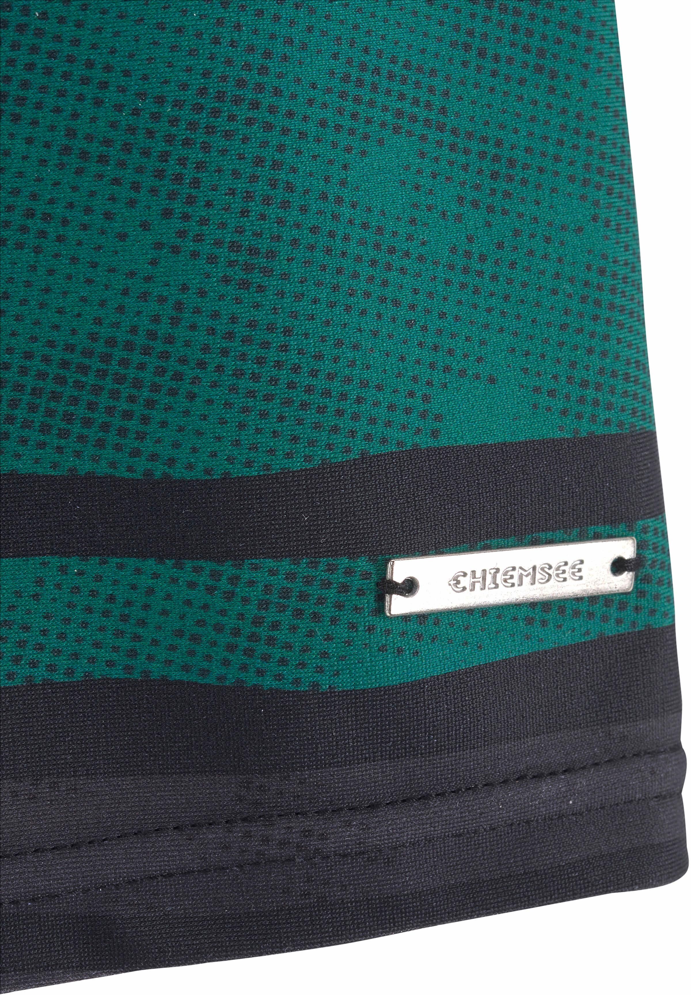 Boxer-Badehose CHIEMSEE, Herren, Gr. 7, N-Gr, grau (grau, grün), Polyamid, gestreift, quergestreift, Badehosen Boxer-Badehose, im Streifendesign
