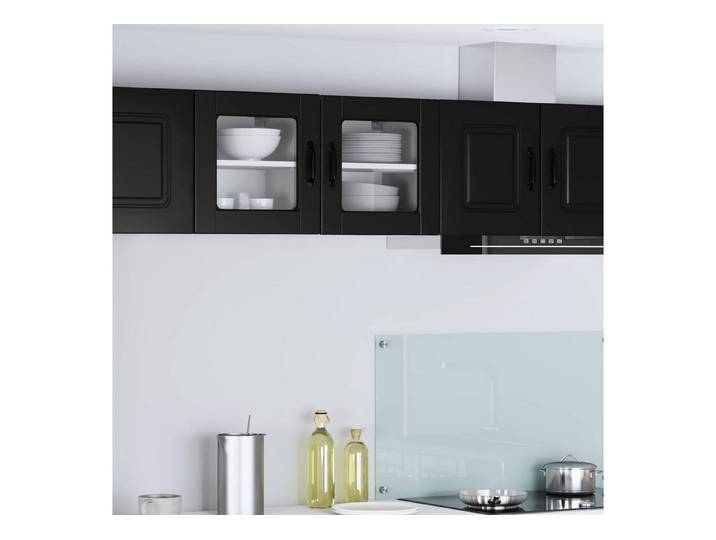 furnicato Küchenregal Küchenschrank PORTO 40x31 cm Schwarz, 1-tlg., Wandschrank mit geräumigen Regalböden für deine Küchenorganisation