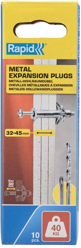 Isaberg Rapid AB Rapid Metall-Hohlraumdübel für 32 - 45 mm Plattendicke, 40 kg Tragfähigkeit
