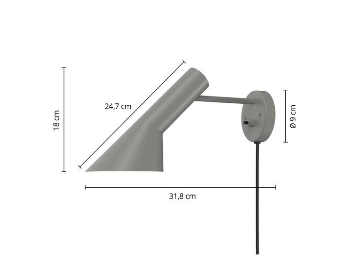 Design wandlamp AJ, alu / grijs / zink, Woon-/ Eetkamer, metaal, Design, Wandlamp design