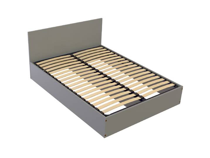 Lit coffre 2 places avec tête de lit en bois - 160x200 160x200 Gris