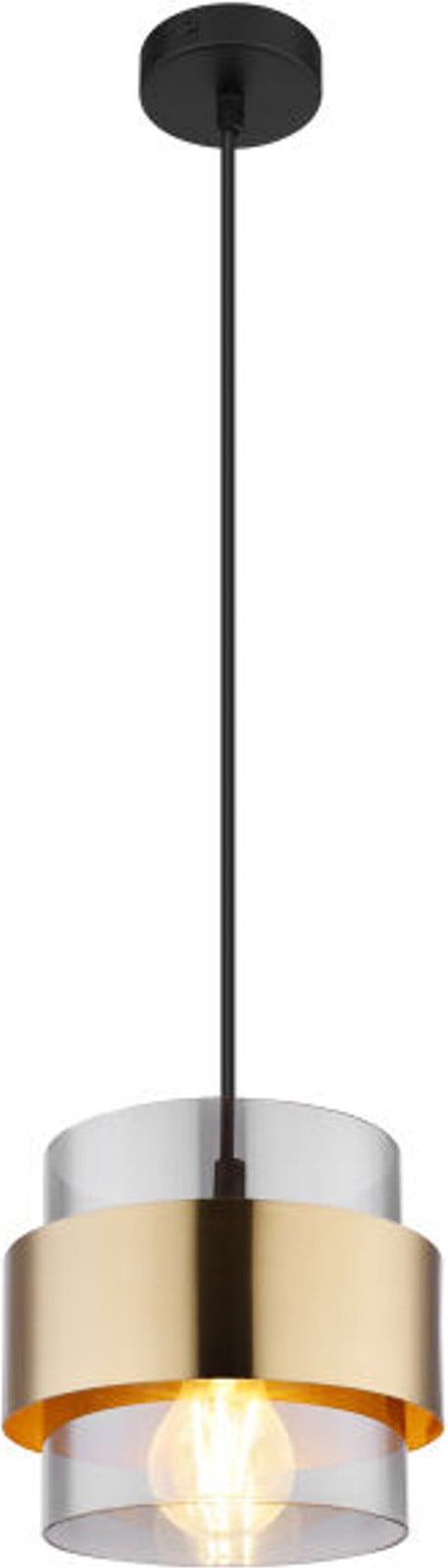 Globo Lighting Design hanglamp Milley goud/zwart met transparant glas, Ø 18 cm