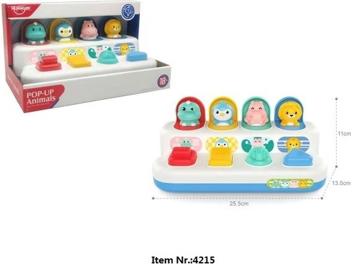 Jono Toys Kidsfun Baby Pop Up Dieren Interactief Speelgoed