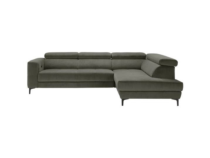 Ecksofa Velours Graugrün
