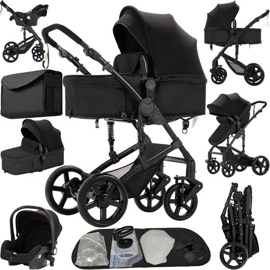 Kinderwagen 3-in-1 - Babywagen, Buggy - Komfortables Reisen - Umkehrbare Schiebevorrichtungen - Nicht spezifiziert - Schwarz