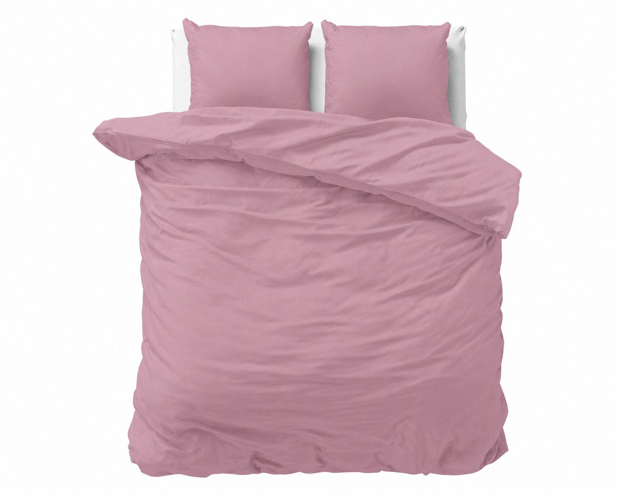 Decoware HiP dekbedovertrek Uni 200x220 cm - Roze - Katoensatijn - Tweepersoons - Met kussenslopen