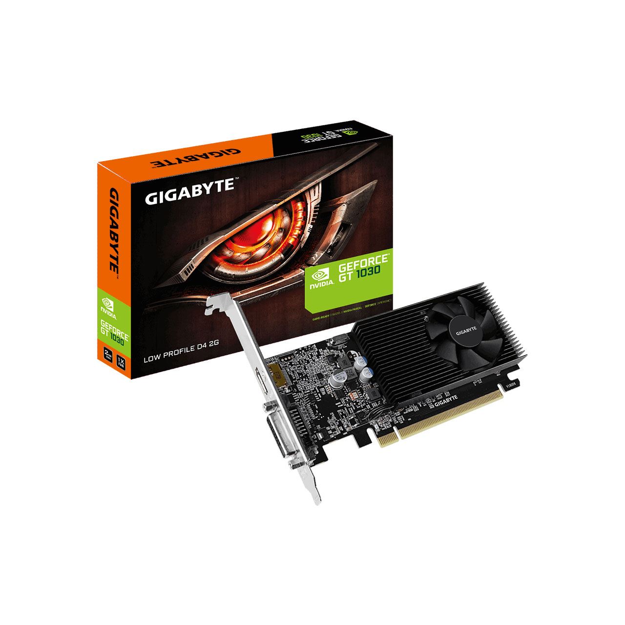2GB Gigabyte GeForce GT 1030 Low Profile D4 Aktiv PCIe 3.0 x16 (x4) (Retail)