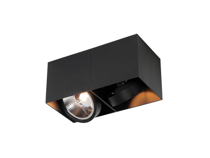 Spot design noir rectangulaire AR111 2 lumières - Box