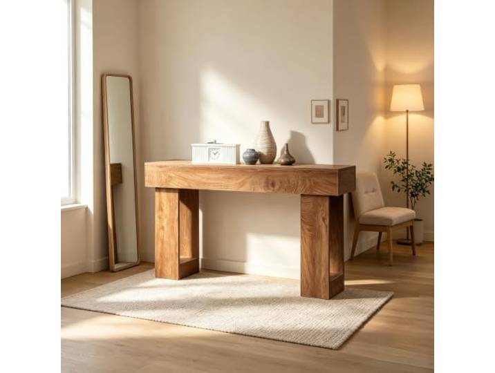 Garvee Konsolentisch Vintage 160x30x81cm, Rustikaler Flurtisch Schmal Holz-Optik mit Verdickter Tischplatte, Beistelltisch Sofatisch für Flur, Eingang & Wohnzimmer, Landhausstil Braun