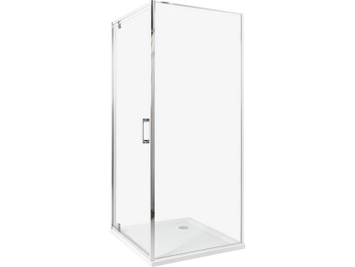 BELIANI Duschkabine Silber aus Sicherheitsglas Aluminium Rahmen verchromt mit Magnetschloss Einzeltür 80x80x185cm Dusche Modernes Elegantes Design