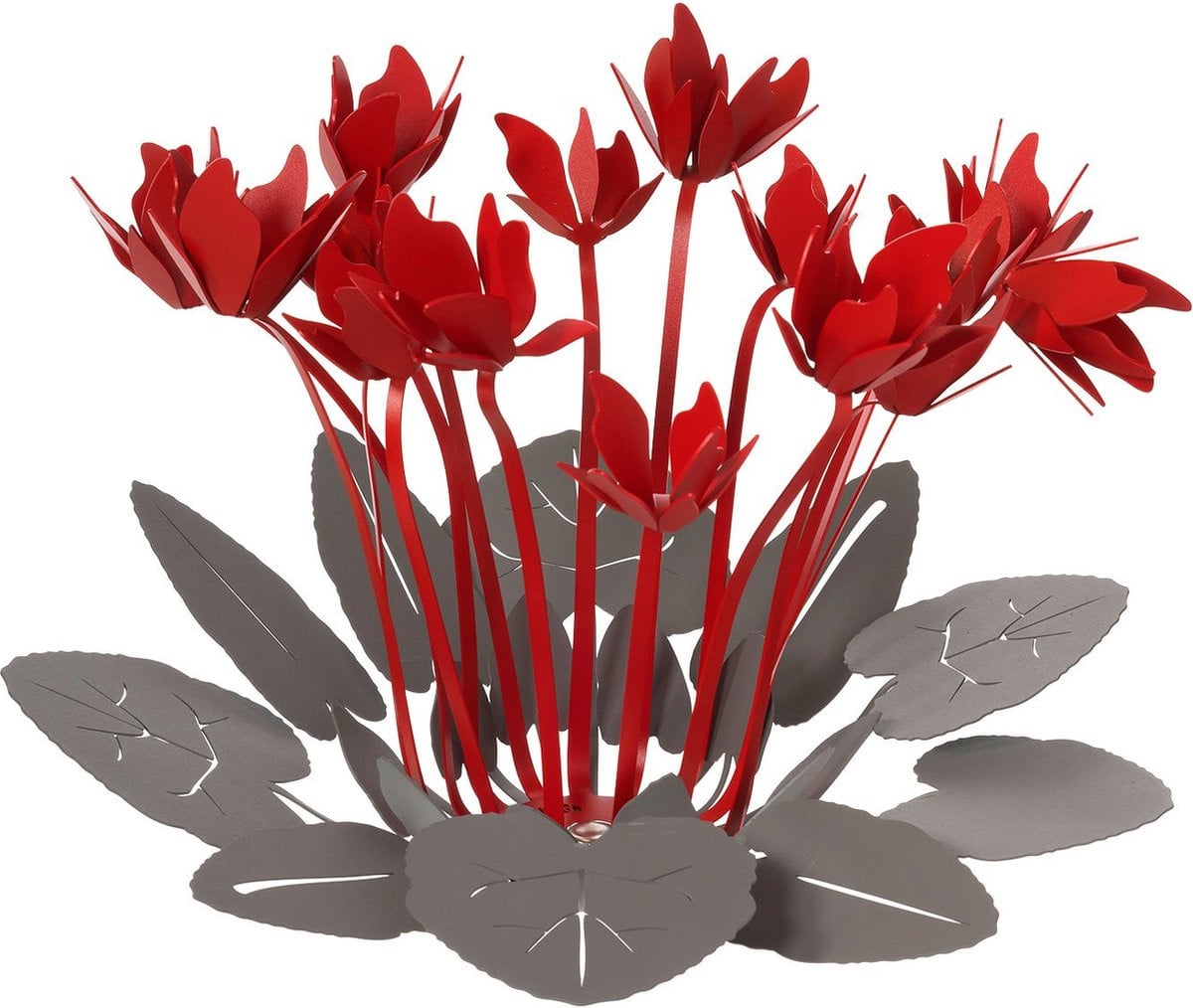 Arti & Mestieri Tafeldecoratie Centerpiece Cyclaam Grijs met Rood - 38 cm lang