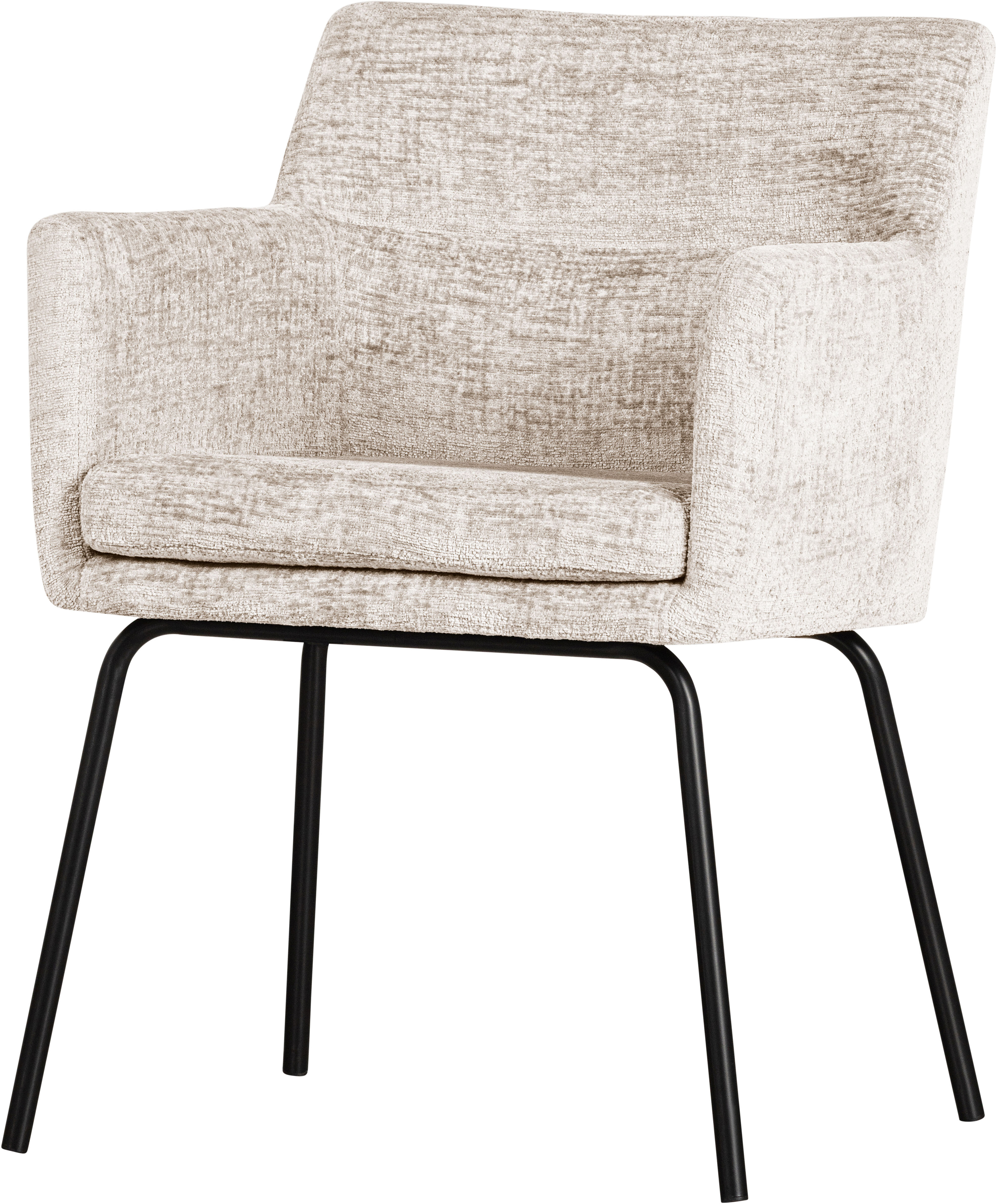 Esszimmerstuhl WOOOD "Kam mit Grobstruktur-Velvetbezug und Armlehnen B 56 x T 52 x H 78 cm", beige (off, weiß, schwarz), B:59cm H:78cm T:56cm, Holzwerkstoff, Stahl, Stühle, Esszimmerstuhl, Sehr hohe Verschleissfestigkeit, Tragkraft 150 kg,Pfleiglicht off,