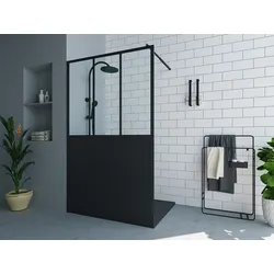 Duschtrennwand Seitenwand italienische Dusche - Schwarz matt - Industrial Style - 120 x 200 cm - URBANIK