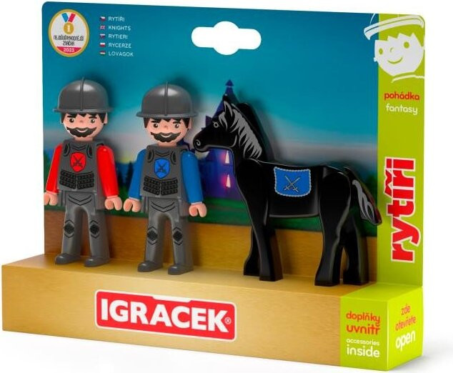EFKO Igráček Trio Twee ridders en een zwart paard