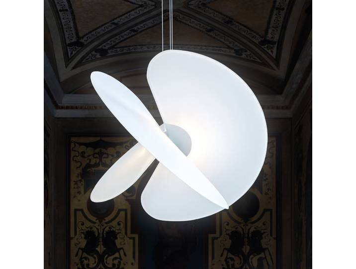 Luceplan Levante LED-Hängeleuchte weiß Ø60cm 28W - Wohnzimmer - Design - Metall - Einflammig