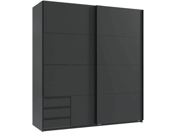 Schwebetürenschrank WIMEX Emden , grau (graphit), B:180cm H:198cm T:64cm, Schränke, Schwebetürenschrank, Mit Außenschubkästen