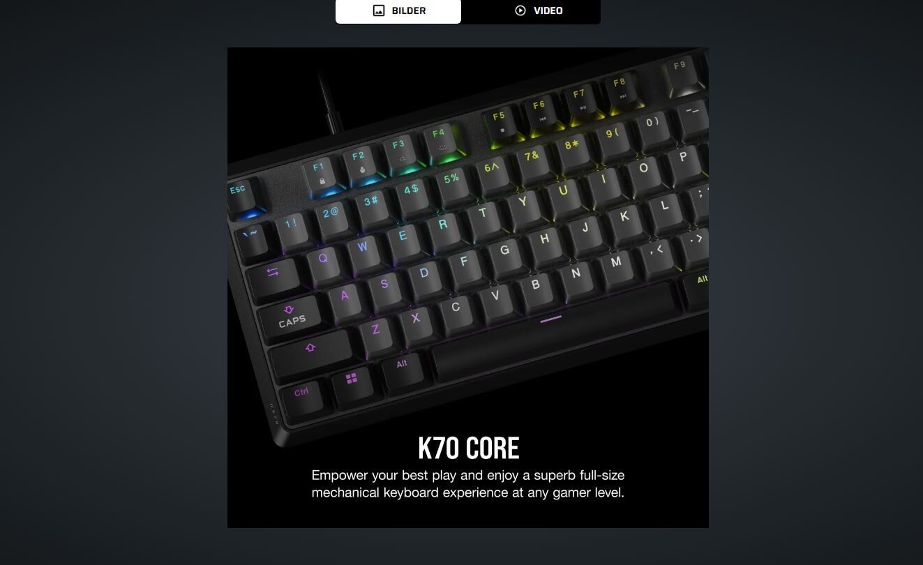 Corsair Tastatur "K70 Core RGB", schwarz (grau), B:44,8cm H:3,54cm T:15,3cm, Tastaturen, Tastatur