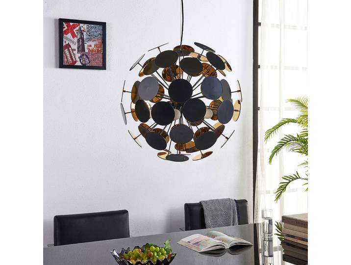Kinan Suspension Black/Gold - Lindby - Salon / séjour - Moderne - Plastique - À ampoule unique