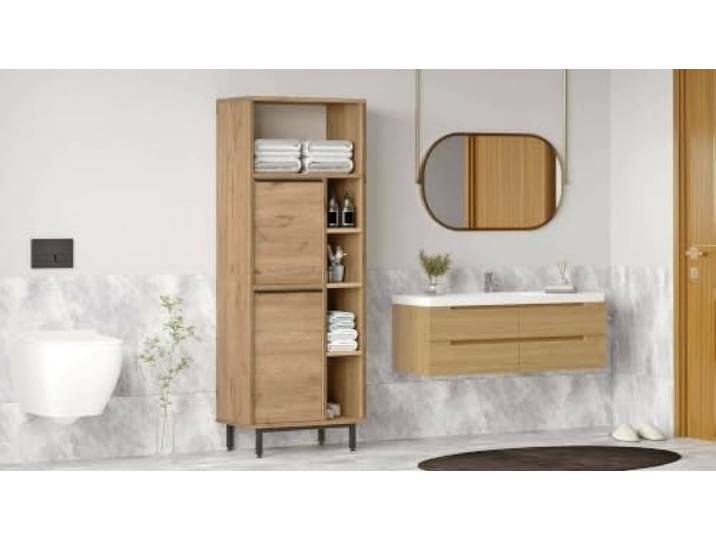 Dmora Schrank Mimas 160x35,5x45,1h cm Braun 4 Regale 7 Fächer