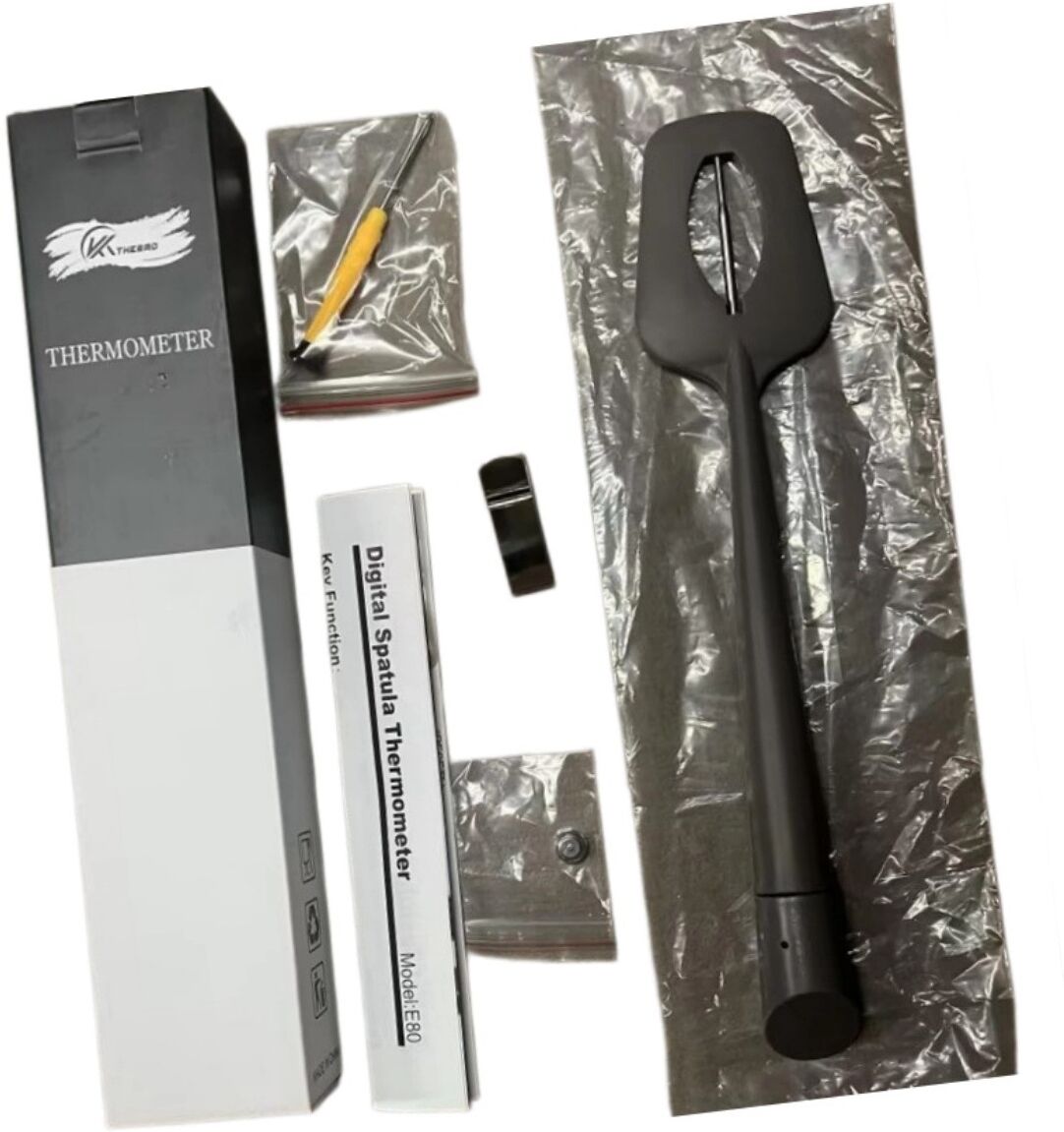 INF Langer Spatel-Thermometer 2-in-1 Silikonspatel mit LCD-Temperaturanzeige -50°C bis 300°C ±1°C, LR44 Batterie