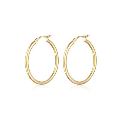 Paar Creolen ELLI PREMIUM "Ohrringe Creolen Basic Bügelverschluss 375er Gelbgold" Gr. 30, gold, Ohrringe, Damen, 30, ohne Stein, Gelbgold 375