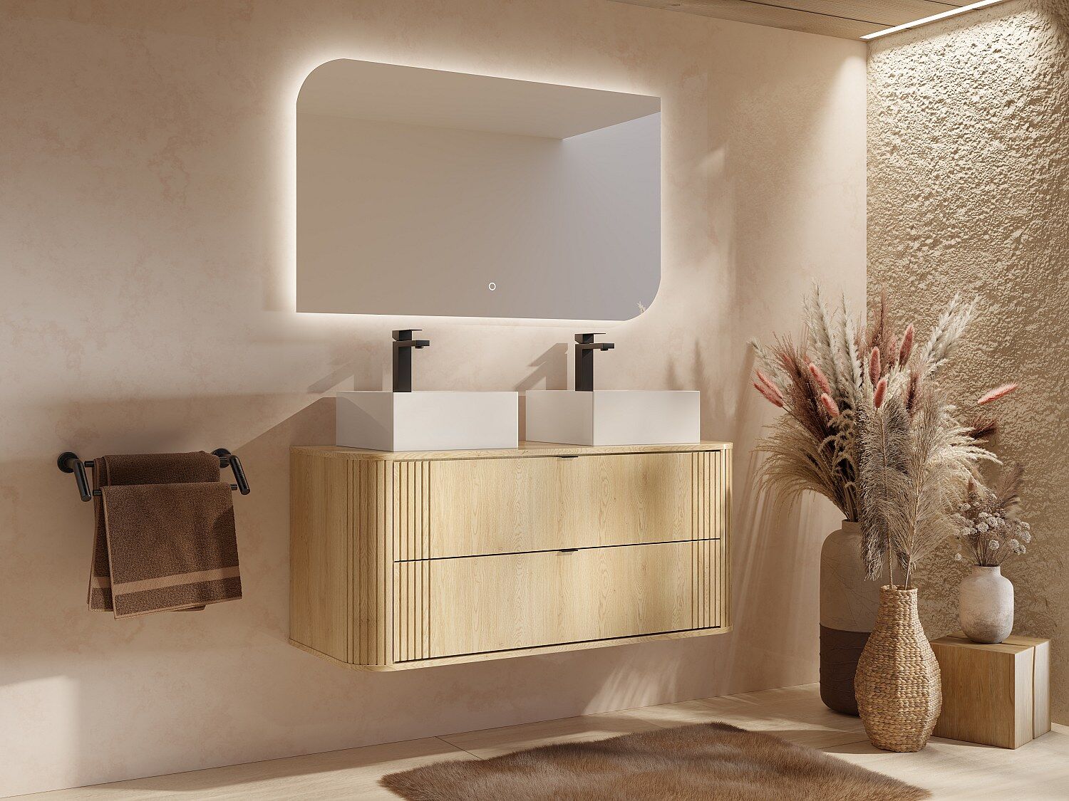 Unique Mueble de baño suspendido - Color natural claro - 120 cm - FILOR