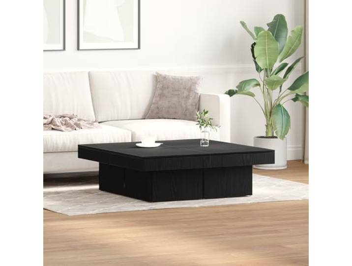 HEFZGDB Moderner Couchtisch Schwarz Eiche 90x90x28 cm Holzwerkstoff Quadratischer Tisch mit Matter Oberfläche für Wohnzimmer