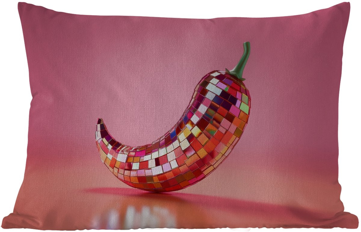 Weerbestendig buitenkussen Peper Disco Rood met Glitter - 60 x 40 cm