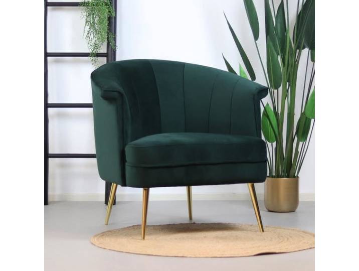 Fauteuil velours Amy vert - Livin24 - Relaxation - 1 place - Avec accoudoirs - Style scandinave moderne